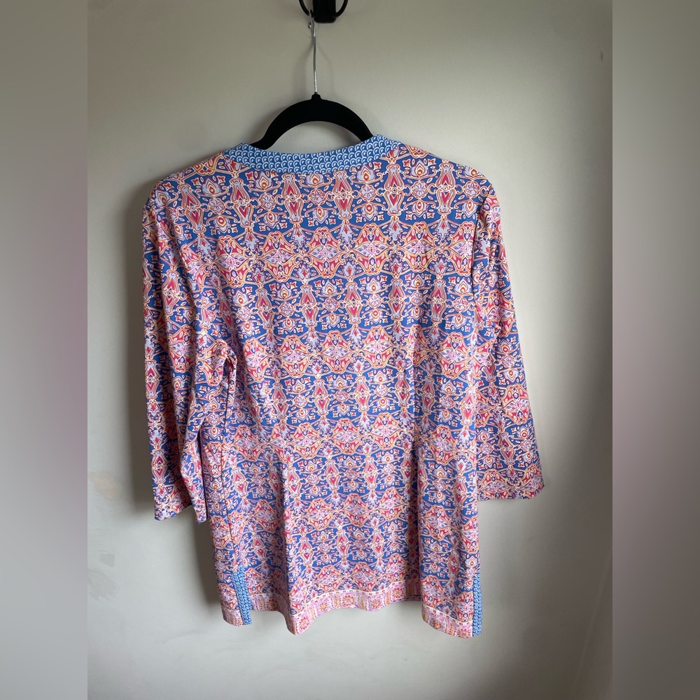 J.McLaughlin Multi-Color Catalina Cloth 3/4 Sleeve Tunic Top Sz. large (J) - Picture 6 of 6